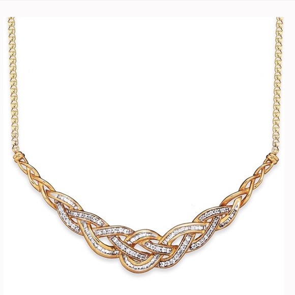Macy's Jewelry - Diamond Woven Frontal Necklace in 10K Gold❤️